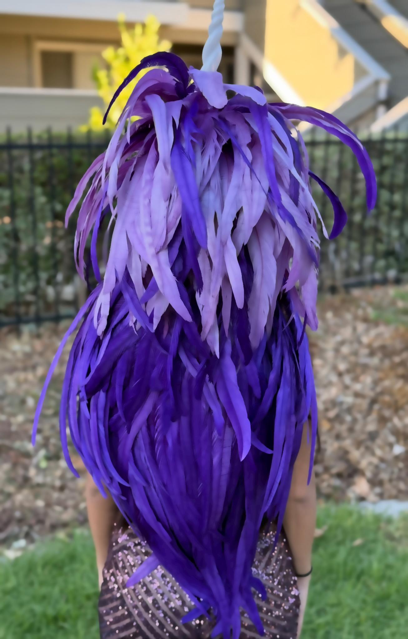 Purple Unicorn Fascinator,Feather Tiara,Feather Crown,Unicorn Princess Headpiece,Fairy-core,Renaissance Faire,Pride Day,Fantasy Photoshoot