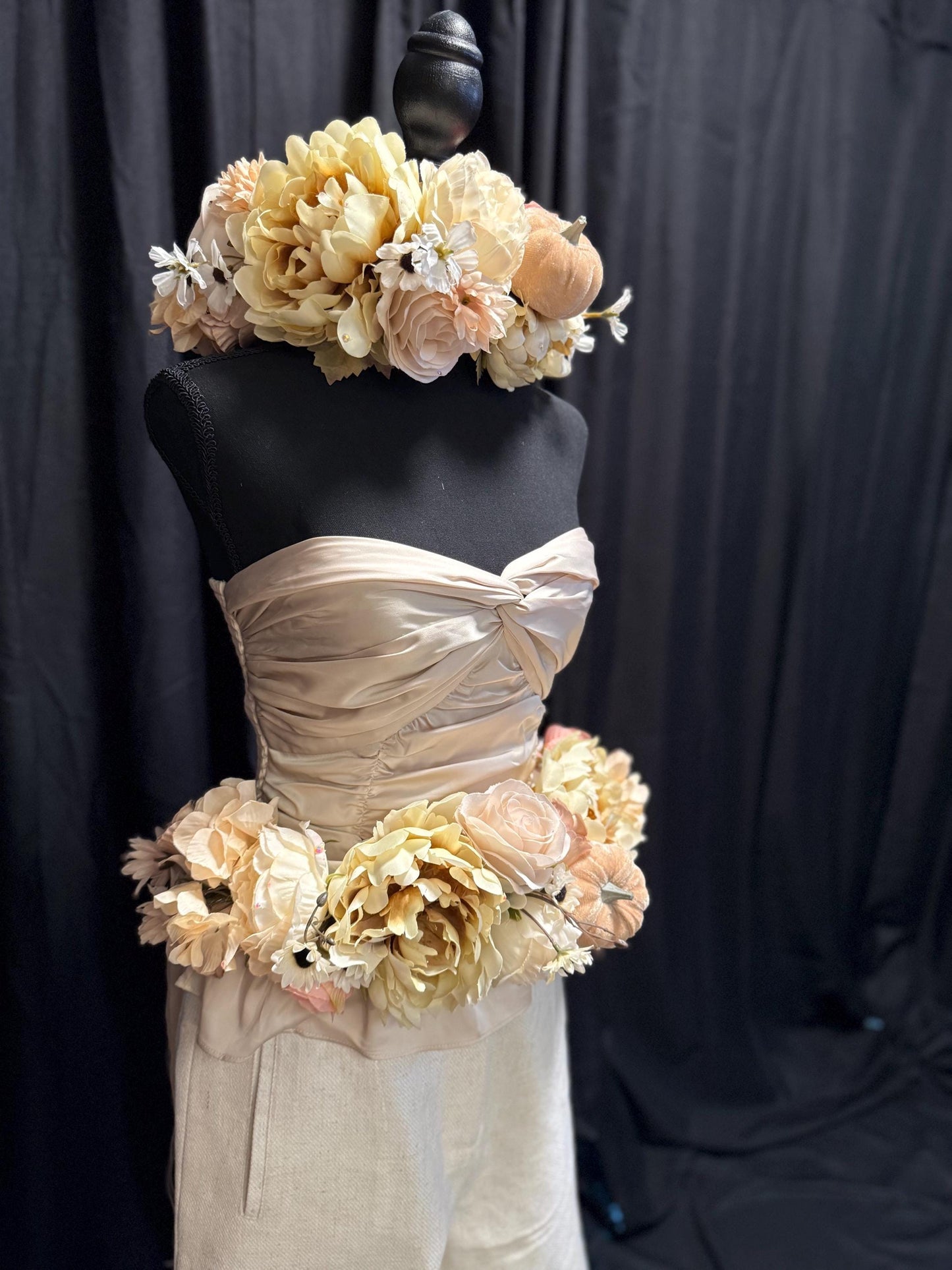 Cream with My Coffee — LUX Garland Duet,Head & Hip Floral Garlands,Flower Crown,Fairy-core,Renaissance Faire,Special Occasion Photoshoot