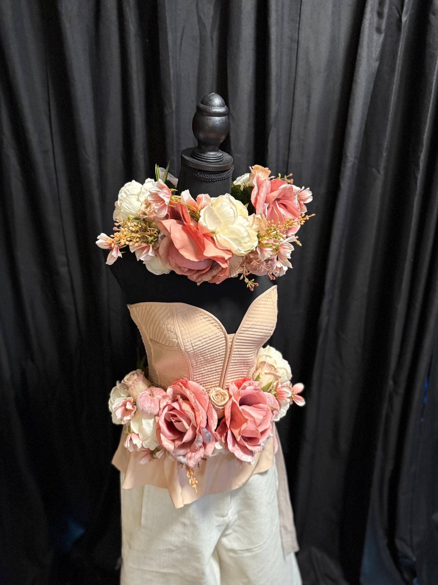 Don’t Make Me Blush — LUX Garland Duet,Head & Hip Floral Garlands,Flower Crown,Fairy-core,Renaissance Faire,Special Occasion Photoshoot
