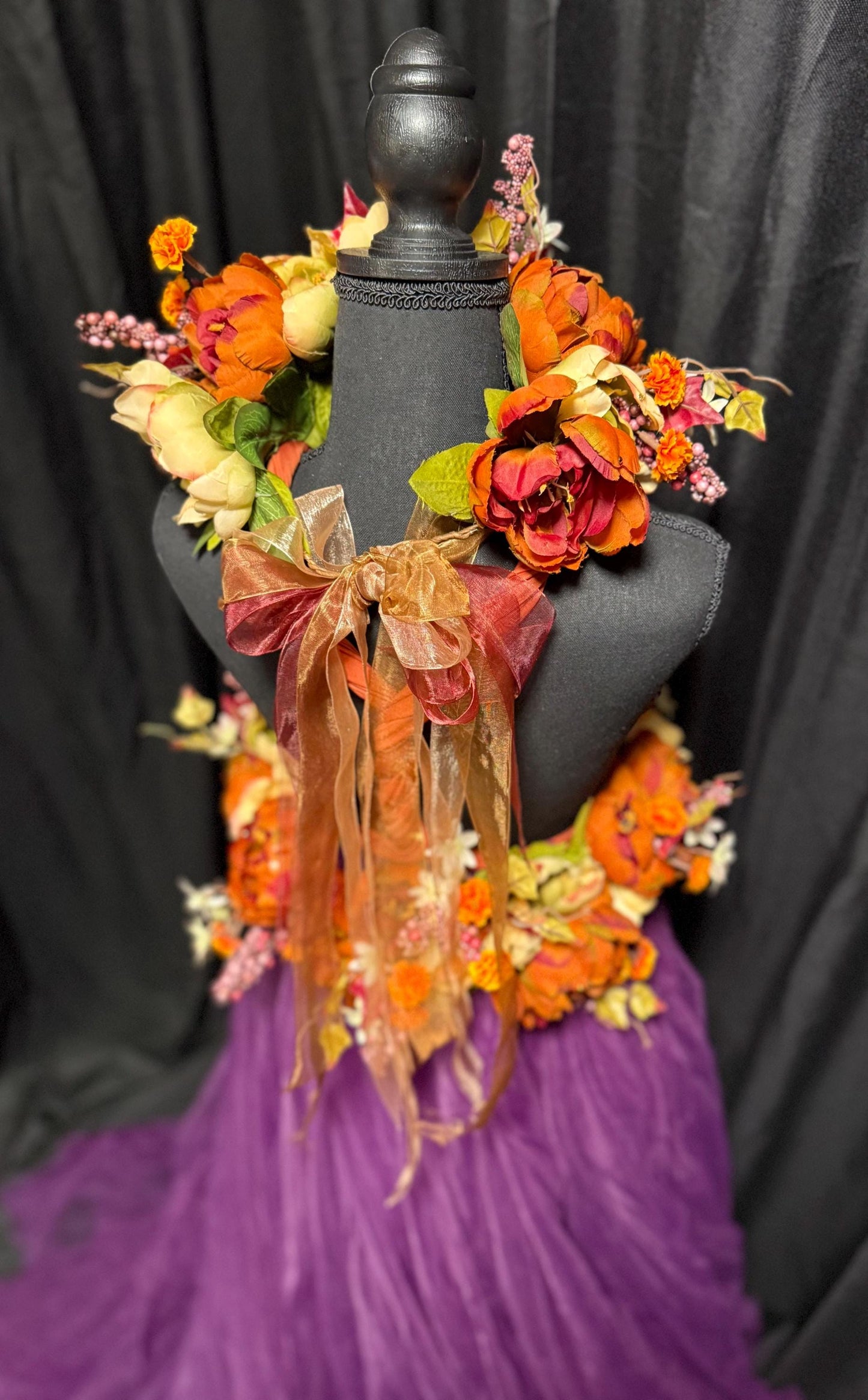 Harvest Muse Ensemble – Coco Spice LUX Garland Duet | Head & Hip Floral Garlands, Flower Crown, Ren Faire, Special Occasion Photoshoot