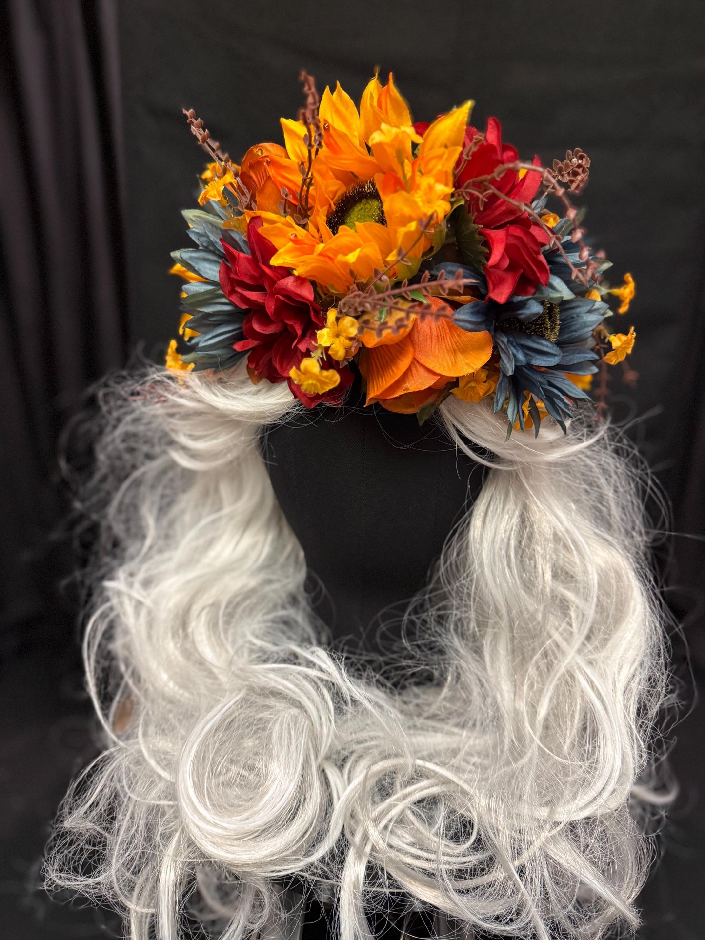 Harvest Muse Ensemble – Midnight Sun LUX Garland Duet | Head & Hip Floral Garlands, Flower Crown, Ren Faire, Special Occasion Photoshoot