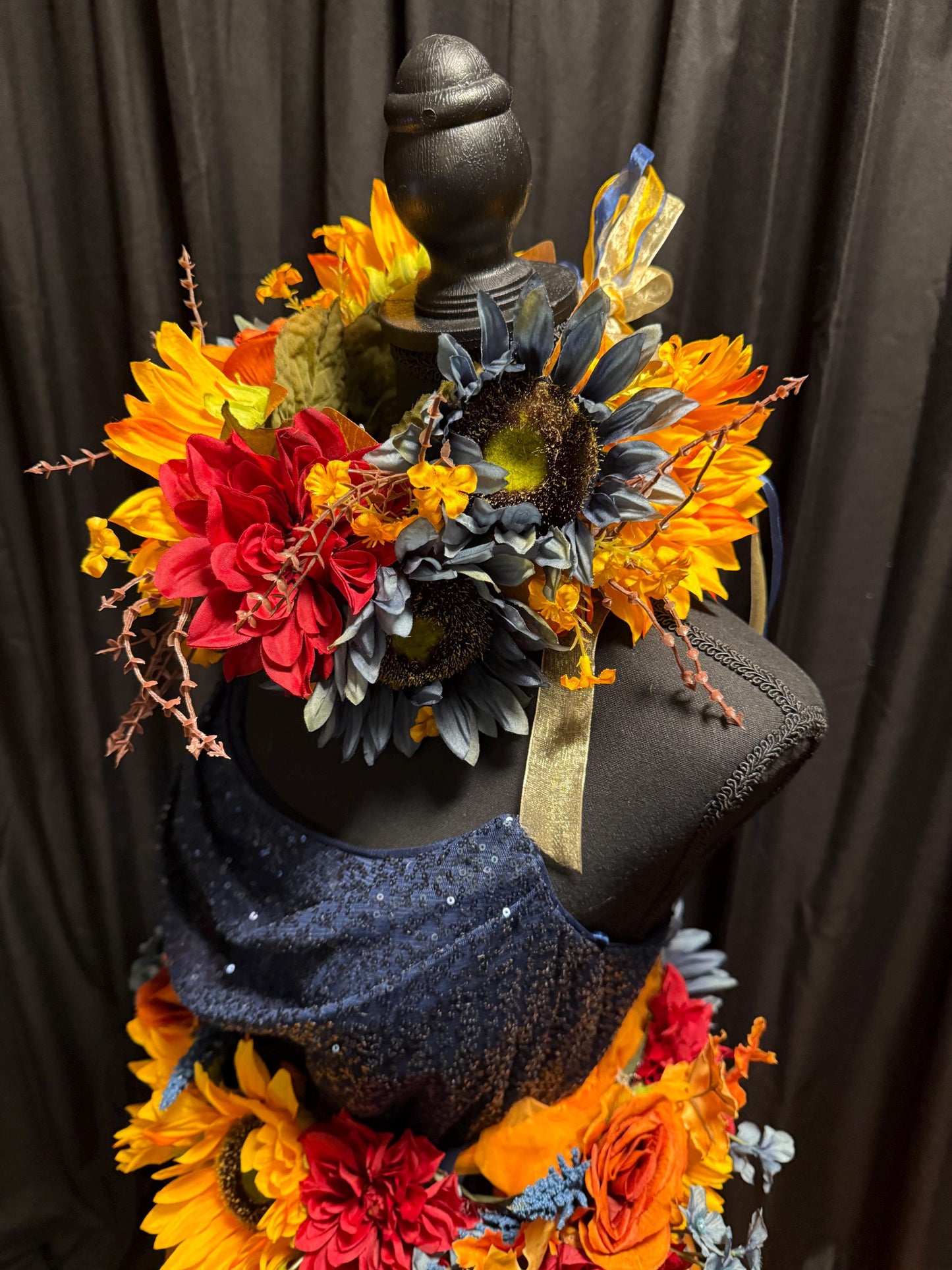 Harvest Muse Ensemble – Midnight Sun LUX Garland Duet | Head & Hip Floral Garlands, Flower Crown, Ren Faire, Special Occasion Photoshoot