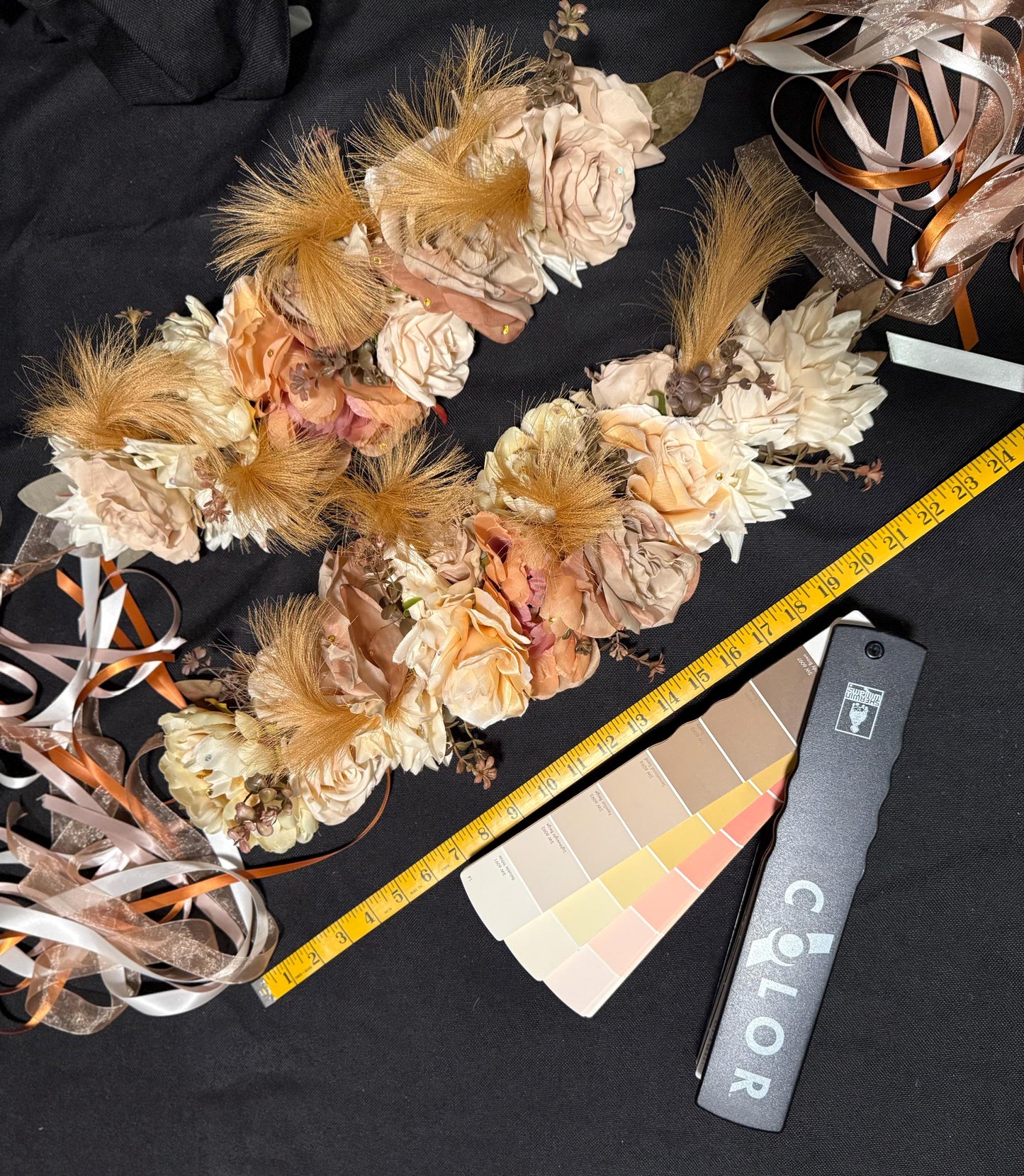 Harvest Muse Ensemble – Mocha Dream LUX Garland Duet | Head & Hip Floral Garlands, Flower Crown, Ren Faire, Special Occasion Photoshoot