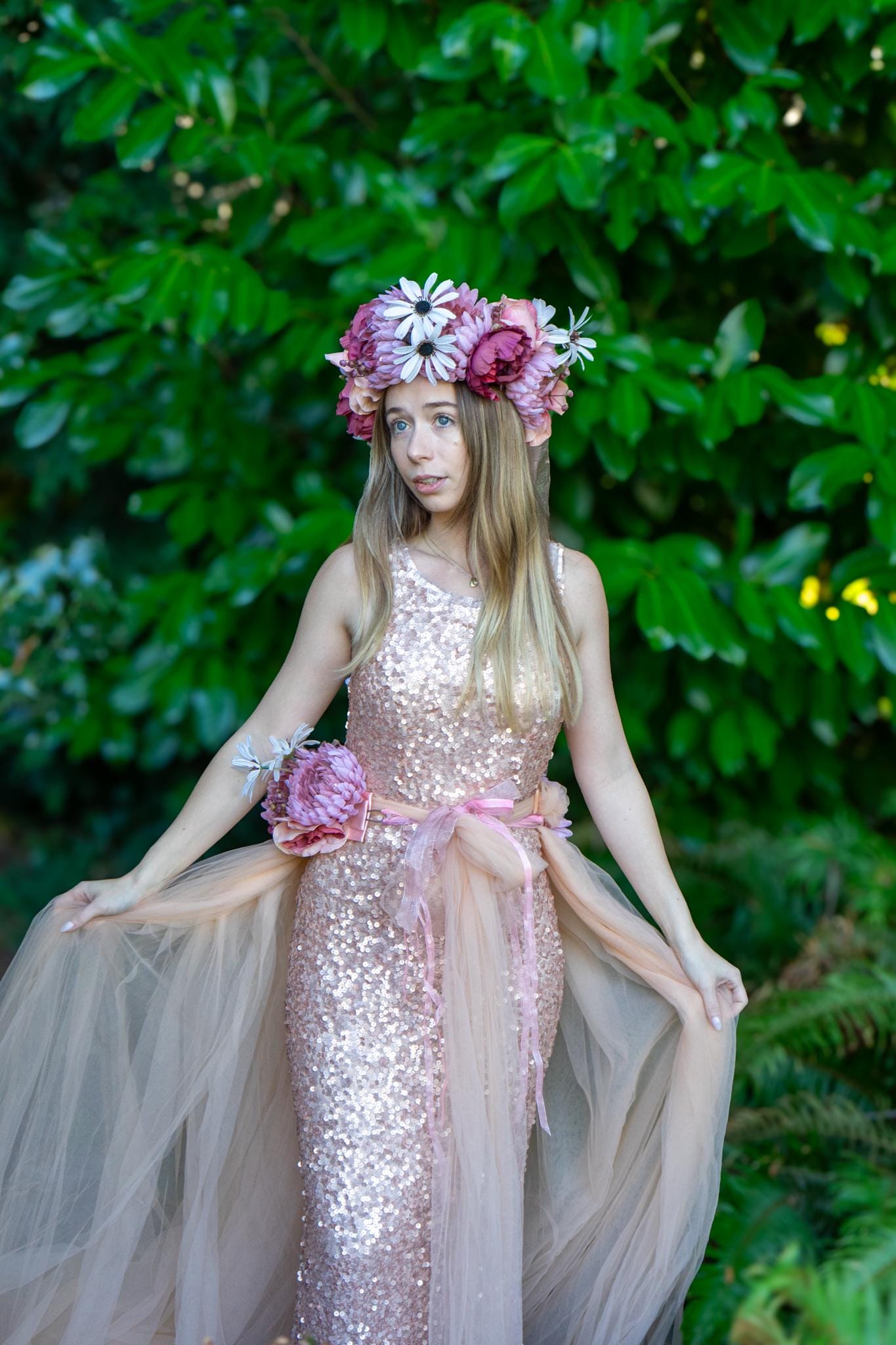 Harvest Muse Ensemble – Blush Beauty LUX Garland Duet | Head & Hip Floral Garlands, Flower Crown, Ren Faire, Special Occasion Photoshoot