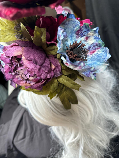 Goodbye Lover Fascinator, Gothic Skull Crown, Dark Romantic Crown, Victorian Gothic Fascinator, Witchy Crown, Fantasy Floral Skull Headpiece