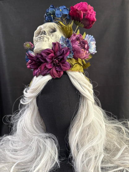Goodbye Lover Fascinator, Gothic Skull Crown, Dark Romantic Crown, Victorian Gothic Fascinator, Witchy Crown, Fantasy Floral Skull Headpiece