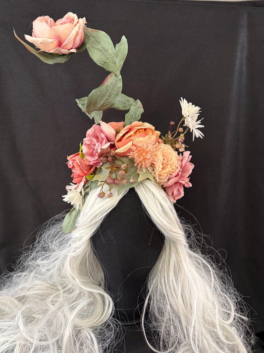 Spring has Sprung Fascinator,Flower Tiara,Flower Crown,Elven Princess Headpiece,Fairy-core,Renaissance Faire,Special Occasion Photoshoot