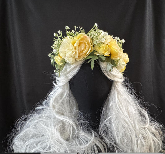 English Garden Rose Floral Garland,Flower Tiara,Flower Crown,Elven Princess,Fairy-core,Renaissance Faire,Special Occasion Photoshoot
