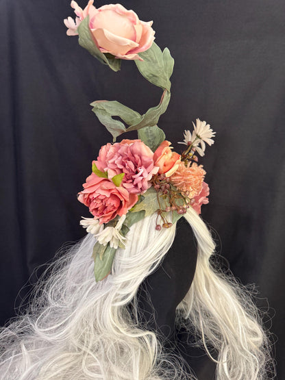 Spring Has Sprung Fascinator, Floral Garden Crown, Spring Flower Headpiece, Fairy Crown, Wedding Fascinator, Cottagecore Headpiece