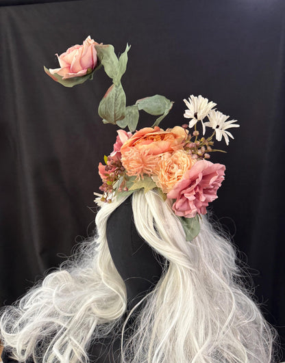 Spring Has Sprung Fascinator, Floral Garden Crown, Spring Flower Headpiece, Fairy Crown, Wedding Fascinator, Cottagecore Headpiece