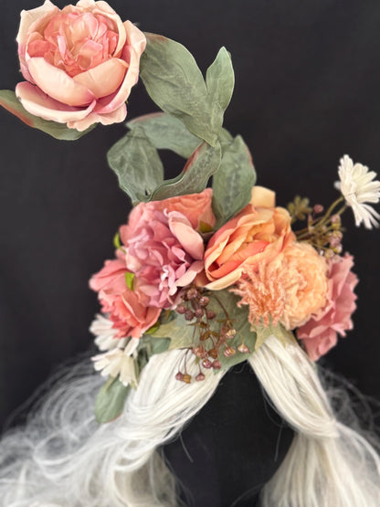 Spring Has Sprung Fascinator, Floral Garden Crown, Spring Flower Headpiece, Fairy Crown, Wedding Fascinator, Cottagecore Headpiece
