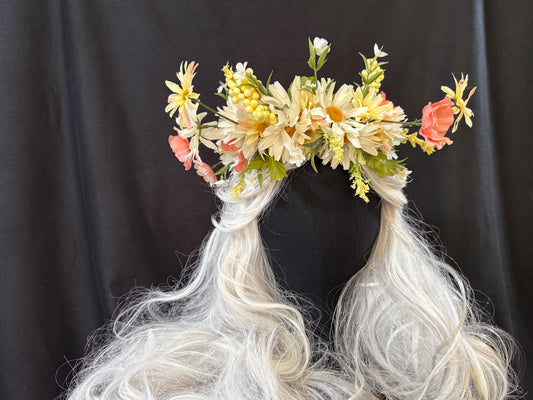 Cat in the Cradle Floral Garland,Flower Tiara,Flower Crown,Elven Princess Headpiece,Fairy-core,Renaissance Faire,Special Occasion Photoshoot
