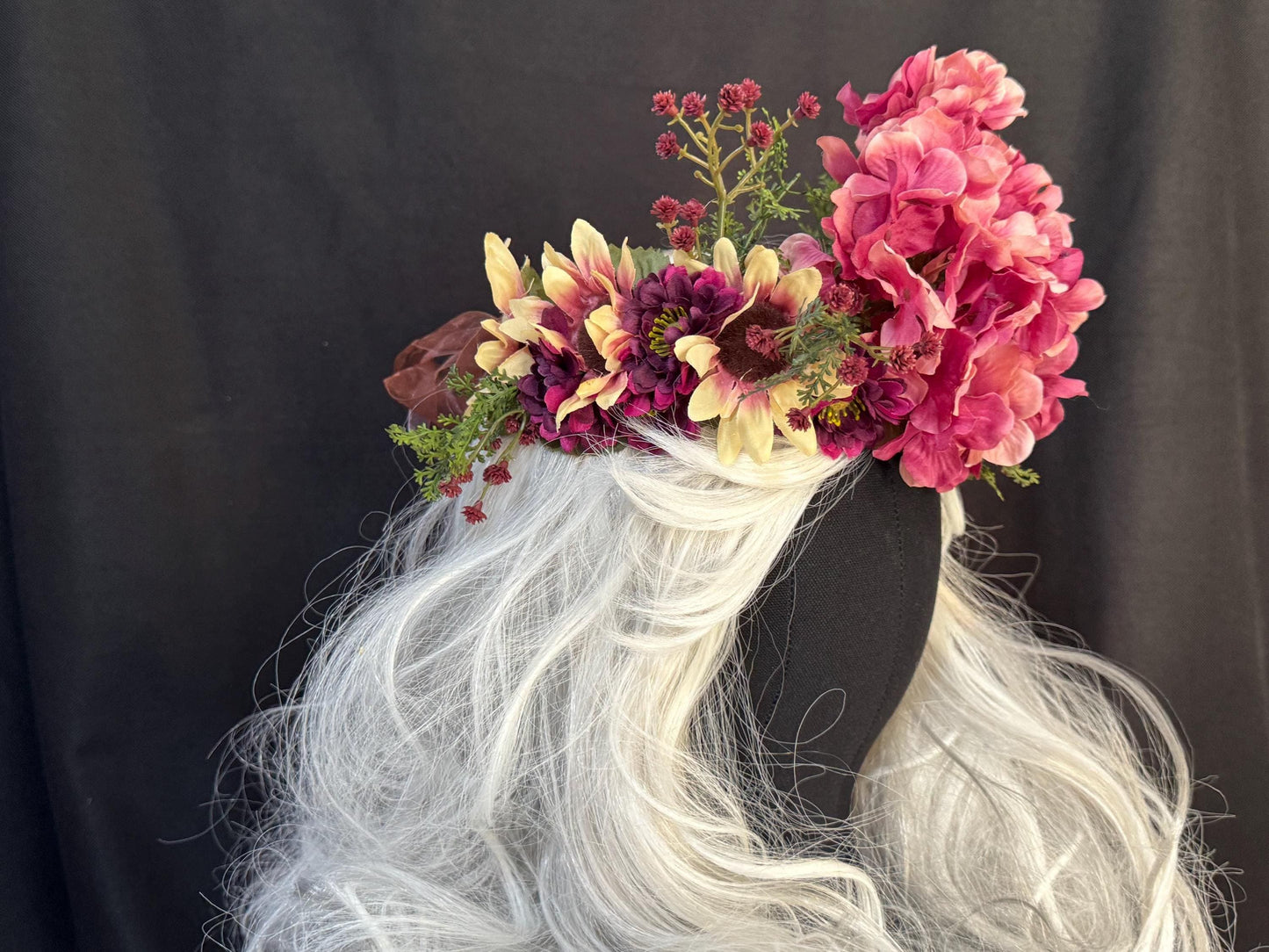 Purple Sky Floral Garland,Flower Tiara,Flower Crown,Elven Princess Headpiece,Fairy-core,Renaissance Faire,Special Occasion Photoshoot,Purple