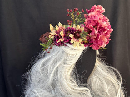 Purple Sky Floral Garland | Flower Tiara, Flower Crown, Elven Princess Headpiece, Fairy-core, Ren Faire, Special Occasion Photoshoot
