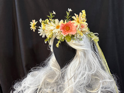 Cat in the Cradle Floral Garland | Flower Tiara, Flower Crown, Elven Princess Headpiece, Fairy-core, Ren Faire, Special Occasion Photoshoot