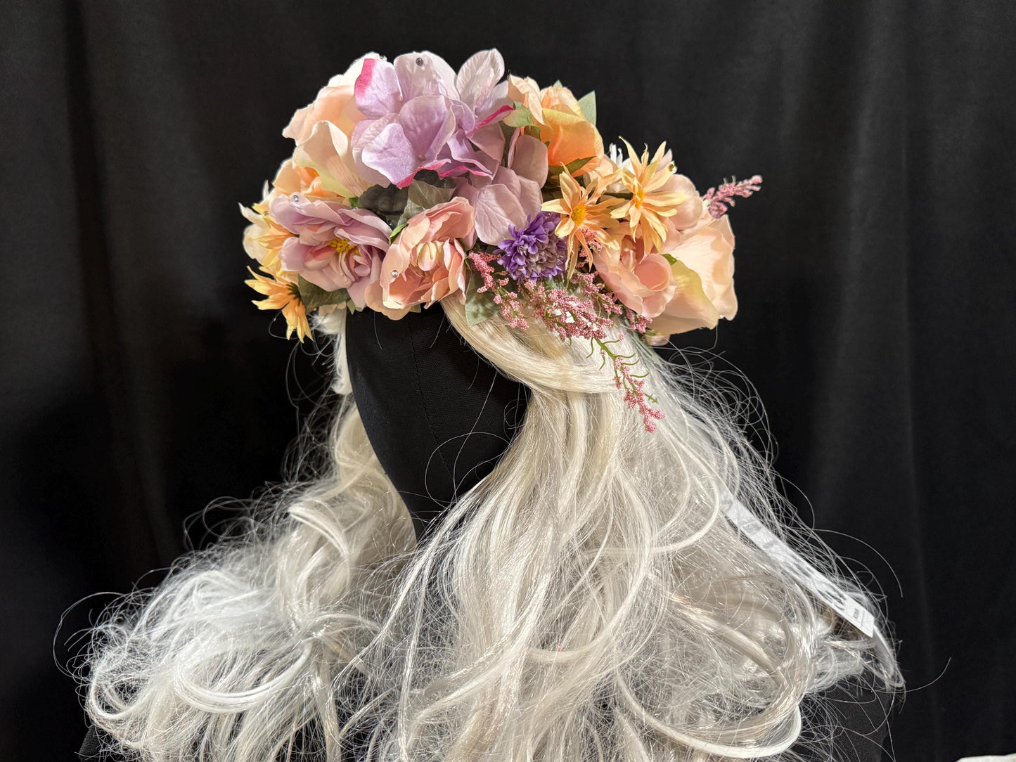 Pastel Pegasus Floral Garland,Flower Tiara,Flower Crown,Elven Princess Headpiece,Fairy-core,Renaissance Faire,Special Occasion Photoshoot