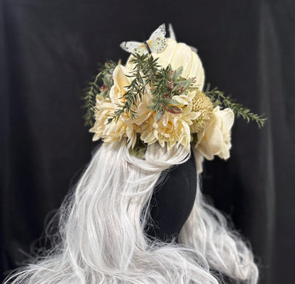Pumpkin Dream Fascinator | Flower Tiara, Flower Crown, Elven Princess, Fairy-core, Ren Faire, Harvest Festival, Special Occasion Photoshoot