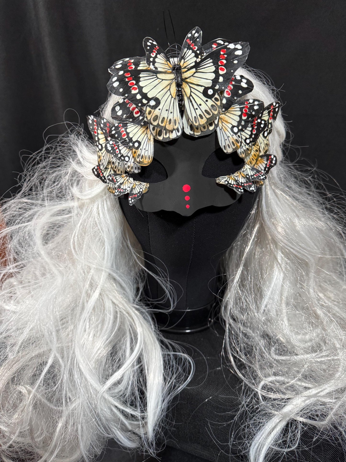 Fantasy Butterfly Mask in Black & Yellow,Feather,Masquerade,Fae,Flower Fairy,Forrest Friend,Garden Pixie,Ren Faire,Larp,Costume,Role Play