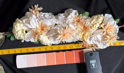 Peaches & Cream Floral Garland | Flower Tiara, Flower Crown, Elven Princess Headpiece, Fairy-core, Ren Faire, Special Occasion Photoshoot