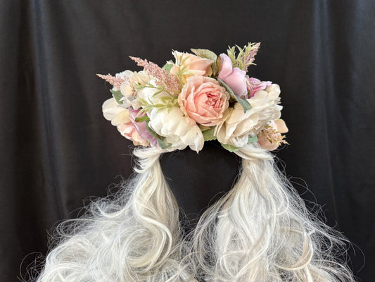 Pastel Pixie Floral Garland,Flower Tiara,Flower Crown,Elven Princess Headpiece,Fairy-core,Renaissance Faire,Special Occasion Photoshoot