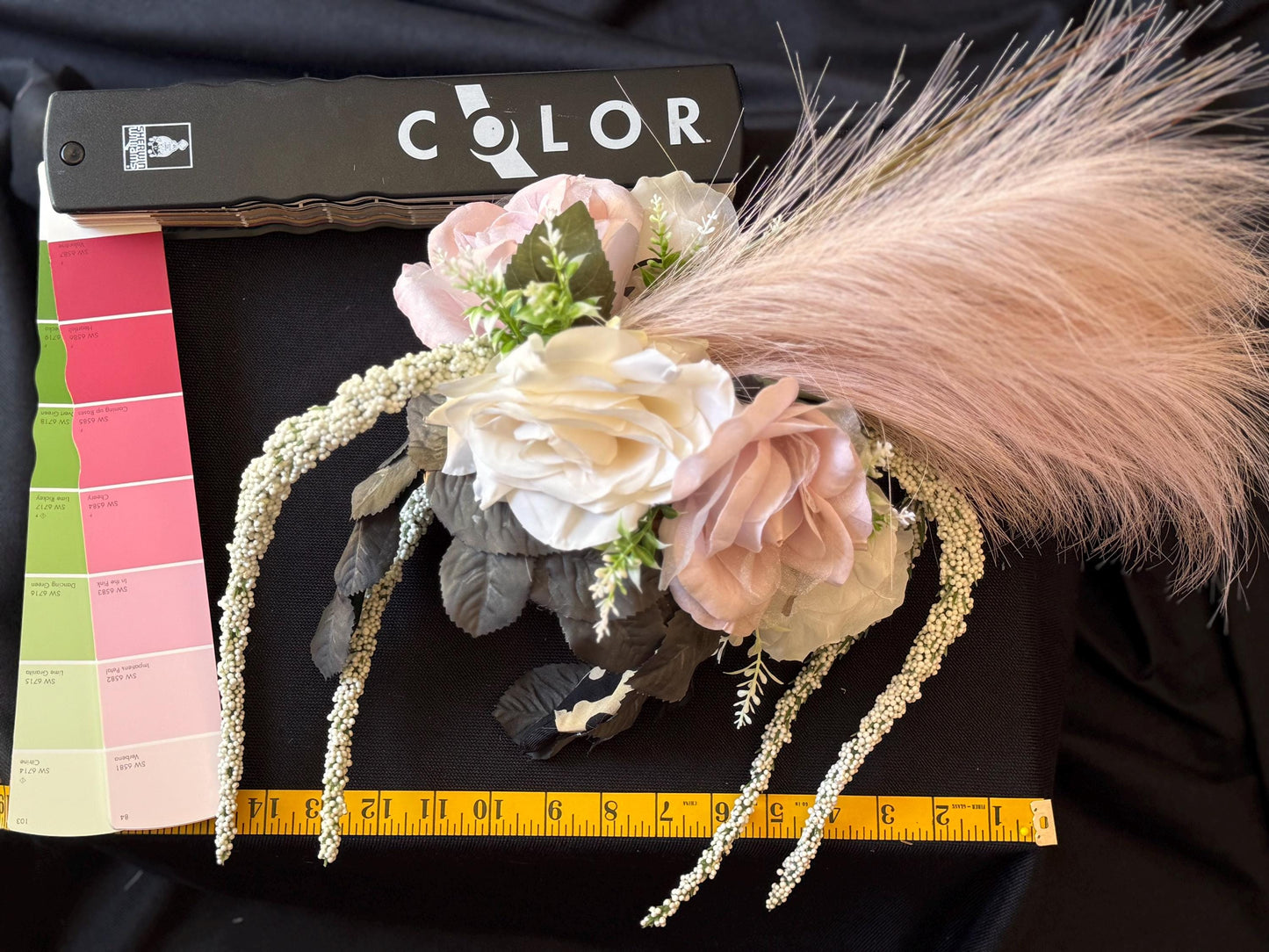 Pink Plume Fascinator, Blush Feather Crown, Romantic Floral Headpiece, Bridal Fascinator, Fairy Princess Crown, Garden Party Headpiece