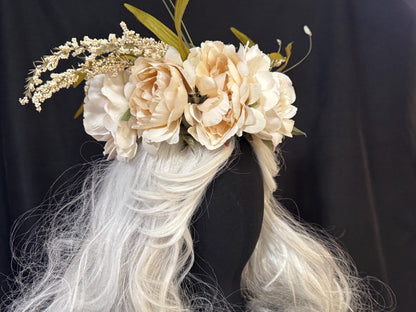Cream Dream Floral Halo | Flower Tiara, Flower Crown, Elven Princess Headpiece, Fairy-core, Ren Faire, Special Occasion Photoshoot
