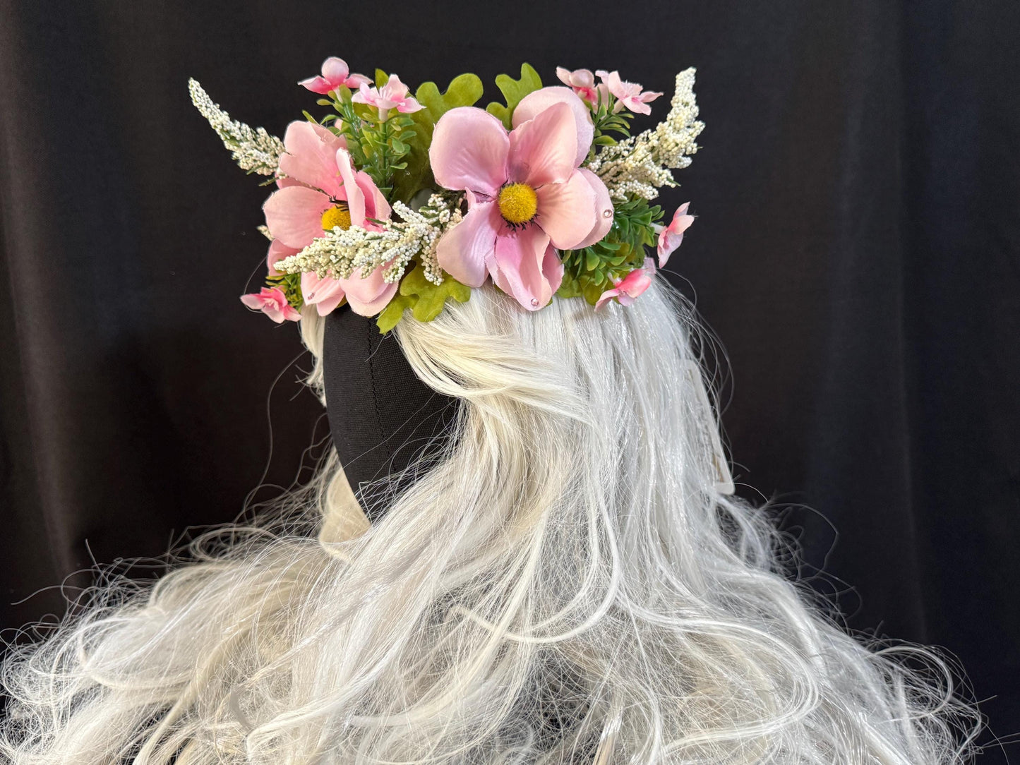 Pretty in Pink Floral Garland, Flower Tiara,Flower Crown,Elven Princess Headpiece,Fairy-core,Renaissance Faire,Special Occasion Photoshoot