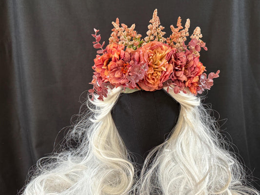 Vintage Rose Floral Garland,Flower Tiara,Flower Crown,Elven Princess Headpiece,Fairy-core,Renaissance Faire,Special Occasion Photoshoot