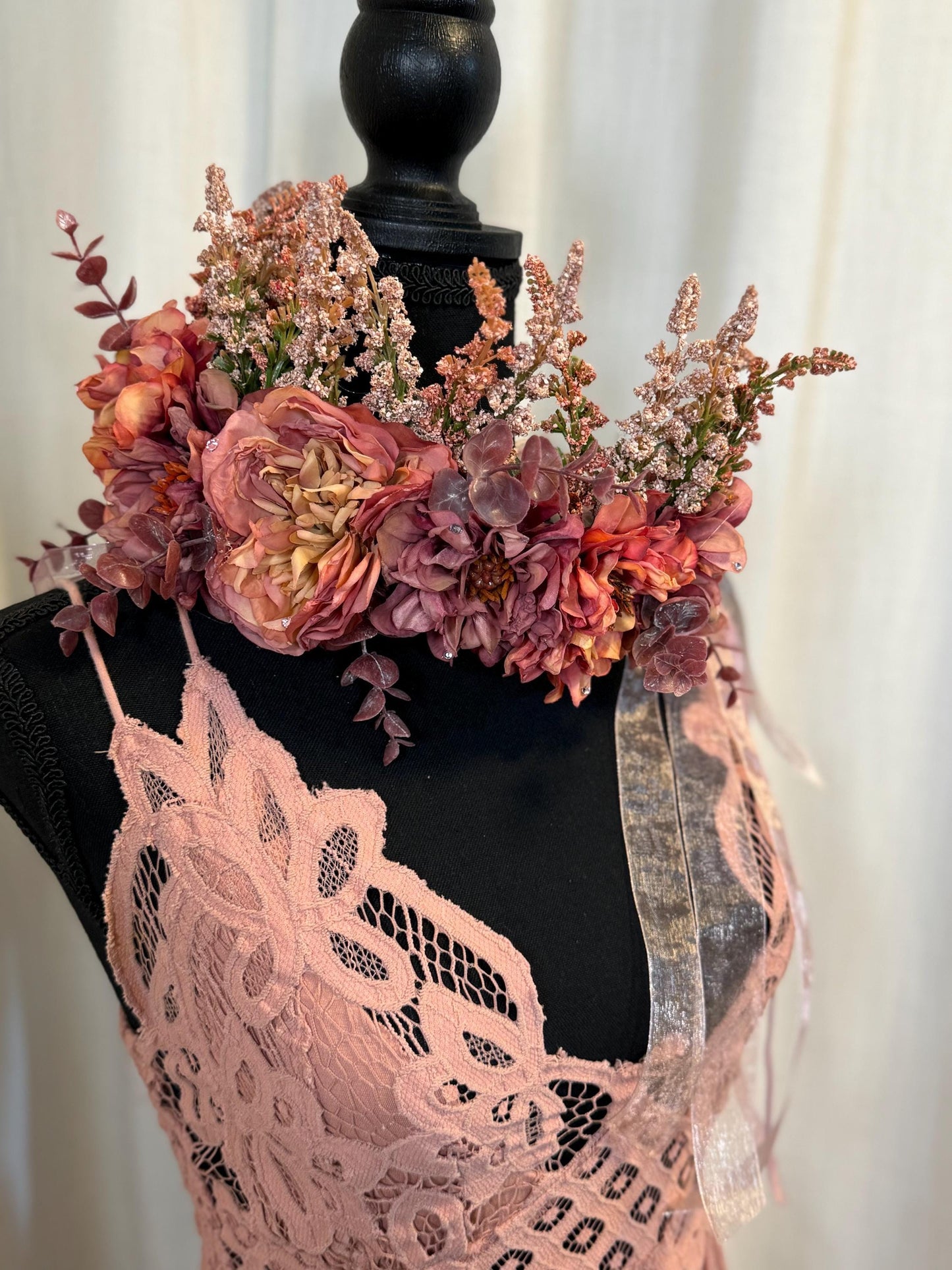 Vintage Rose Floral Garland,Flower Tiara,Flower Crown,Elven Princess Headpiece,Fairy-core,Renaissance Faire,Special Occasion Photoshoot