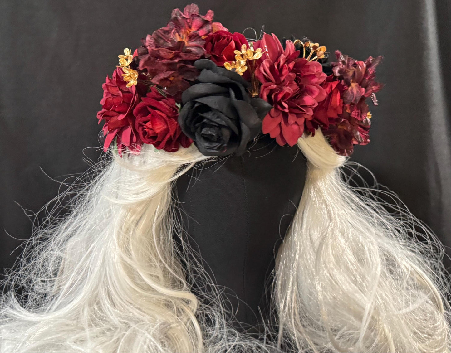 Bordeaux Noir Deux Floral Garland,Flower Tiara,Flower Crown,Elven Princess Headpiece,Fairy-core,Ren Faire,Special Occasion Photoshoot