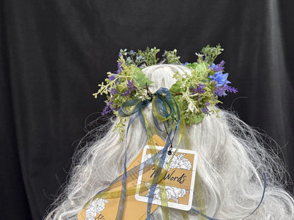 Dahlia Day Floral Garland | Flower Tiara, Flower Crown, Elven Princess Headpiece, Fairy-core, Ren Faire, Special Occasion Photoshoot,Blue