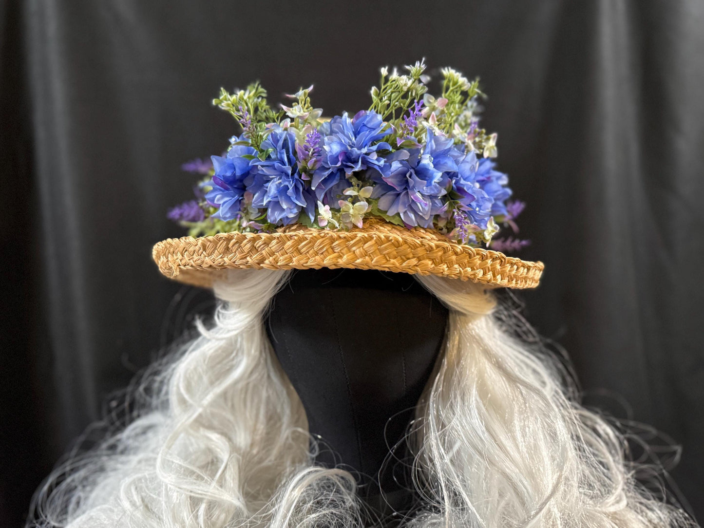 Dahlia Day Floral Garland, Flower Tiara,Flower Crown,Elven Princess Headpiece,Fairy-core,Renaissance Faire,Special Occasion Photoshoot,Blue
