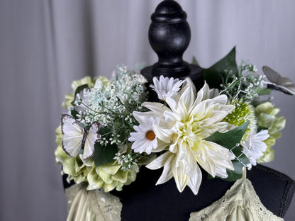 Spring Fling Floral Halo Headdress, Spring Flower Crown, Daisy Crown, Fairy Crown, Cherub Halo, Festival Headpiece, Photoshoot Prop
