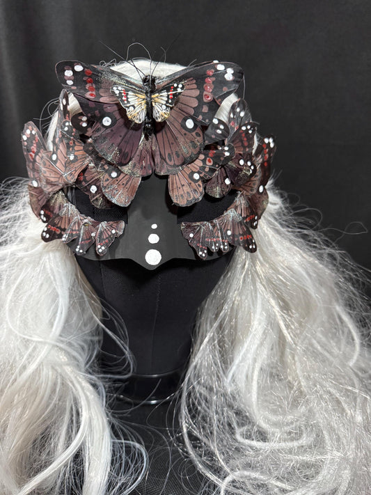 Fantasy Moth / Butterfly Mask in Brown,Feather,Fantasy,Masquerade,Fae,Flower Fairy,Forrest ,Garden Pixie,Ren Faire,Larp,Costume,Role Play
