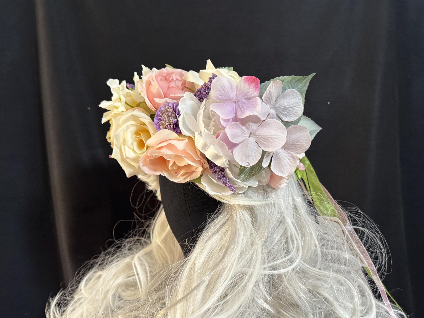 Pastel Unicorn Floral Garland,Flower Tiara,Flower Crown,Elven Princess Headpiece,Fairy-core,Renaissance Faire,Special Occasion Photoshoot