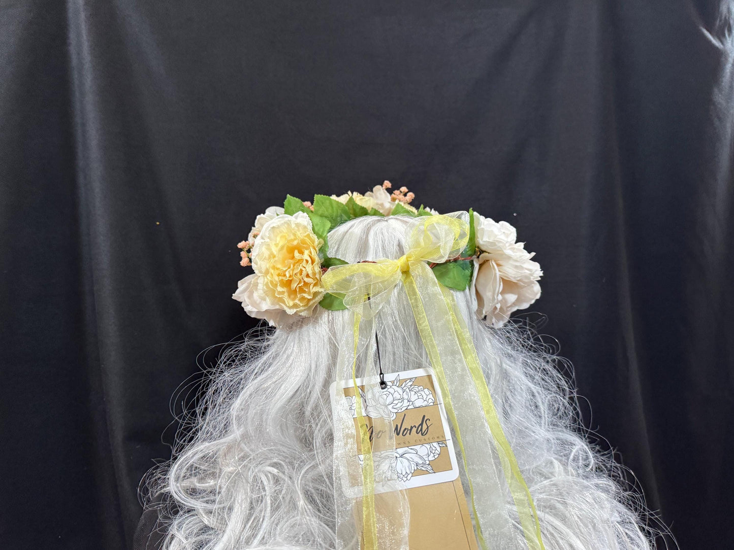 Creamsicle Floral Garland,Flower Tiara,Flower Crown,Elven Princess Headpiece,Fairy-core,Renaissance Faire,Special Occasion Photoshoot
