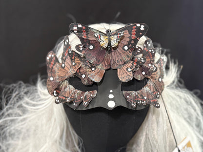 Fantasy Moth / Butterfly Mask in Brown | Feather, Fantasy, Masquerade, Fae, Forrest, Garden Pixie, Ren Faire, Larp, Costume, Role Play