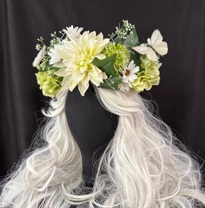 Spring Fling Floral Halo Headdress, Spring Flower Crown, Daisy Crown, Fairy Crown, Cherub Halo, Festival Headpiece, Photoshoot Prop