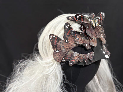 Fantasy Moth / Butterfly Mask in Brown | Feather, Fantasy, Masquerade, Fae, Forrest, Garden Pixie, Ren Faire, Larp, Costume, Role Play