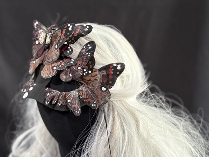 Fantasy Moth / Butterfly Mask in Brown | Feather, Fantasy, Masquerade, Fae, Forrest, Garden Pixie, Ren Faire, Larp, Costume, Role Play