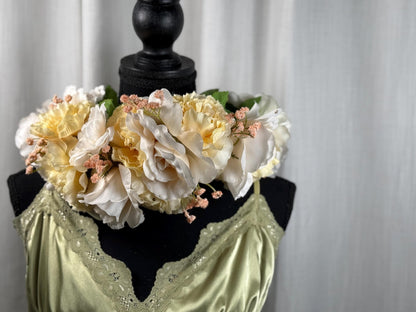 Creamsicle Floral Garland | Flower Tiara, Flower Crown, Elven Princess Headpiece, Fairy-core, Ren Faire, Special Occasion Photoshoot