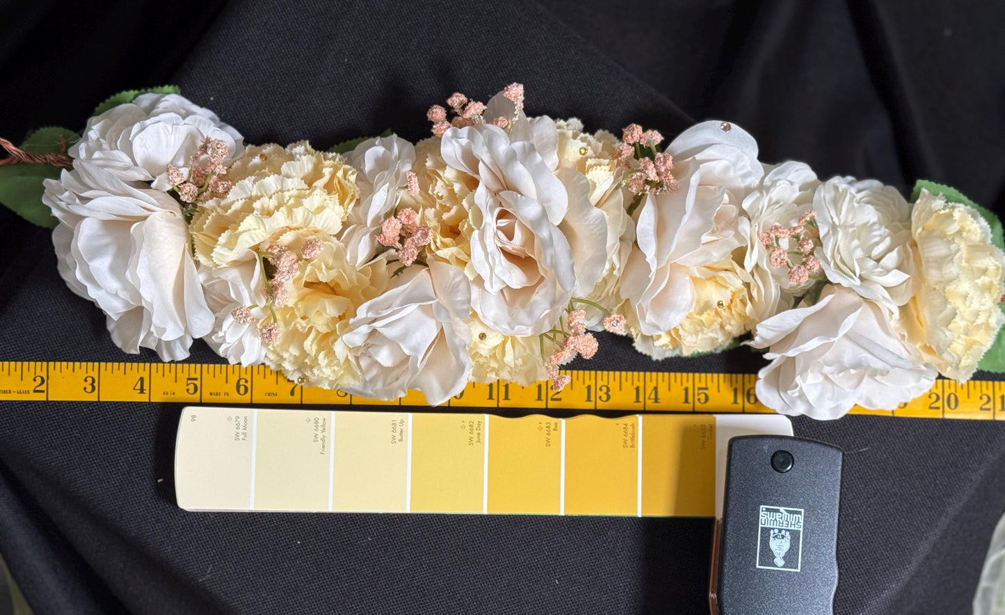 Creamsicle Floral Garland,Flower Tiara,Flower Crown,Elven Princess Headpiece,Fairy-core,Renaissance Faire,Special Occasion Photoshoot