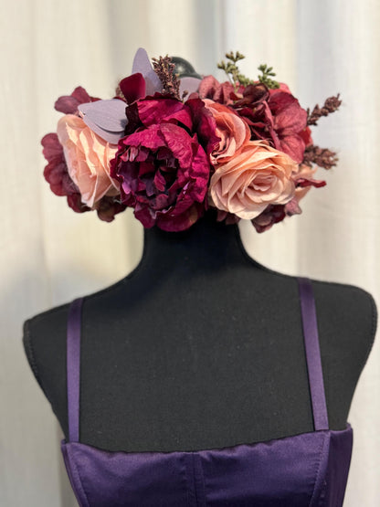 Cherry on Top Floral Halo Headdress, Cherry Flower Crown, Blush Pink Crown, Fairy Crown, Cherub Halo, Romantic Headpiece, Photoshoot Prop