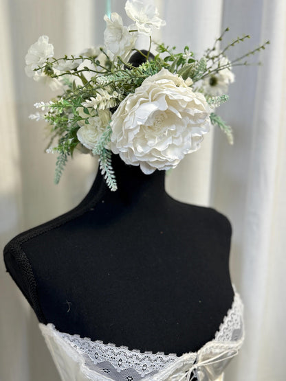 White Knight Floral Halo | Flower Tiara, Flower Crown, Elven Princess Headpiece, Fairy-core, Ren Faire, Special Occasion Photoshoot