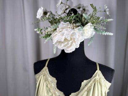 White Knight Floral Halo | Flower Tiara, Flower Crown, Elven Princess Headpiece, Fairy-core, Ren Faire, Special Occasion Photoshoot