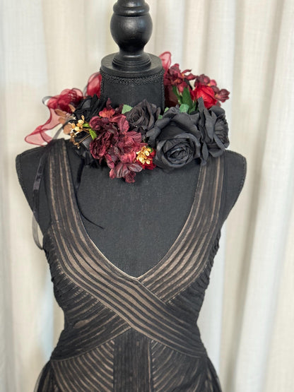 Bordeaux Noir Floral Garland | Flower Tiara, Flower Crown, Elven Princess Headpiece,Fairy-core,Renaissance Faire,Special Occasion Photoshoot