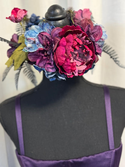 Berry Bliss Floral Halo Headdress, Berry Flower Crown, Burgundy Crown, Fairy Crown, Cherub Halo, Woodland Headpiece, Photoshoot Prop