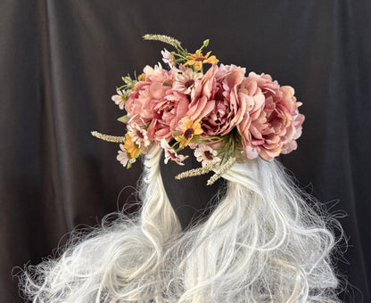Blushing Glance Floral Headpiece | Flower Tiara, Flower Crown, Elven Princess Headpiece, Fairy-core, Ren Faire, Special Occasion Photoshoot