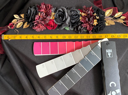 Bordeaux Noir Floral Garland | Flower Tiara, Flower Crown, Elven Princess Headpiece,Fairy-core,Renaissance Faire,Special Occasion Photoshoot