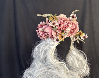 Blushing Glance Floral Headpiece | Flower Tiara, Flower Crown, Elven Princess Headpiece, Fairy-core, Ren Faire, Special Occasion Photoshoot
